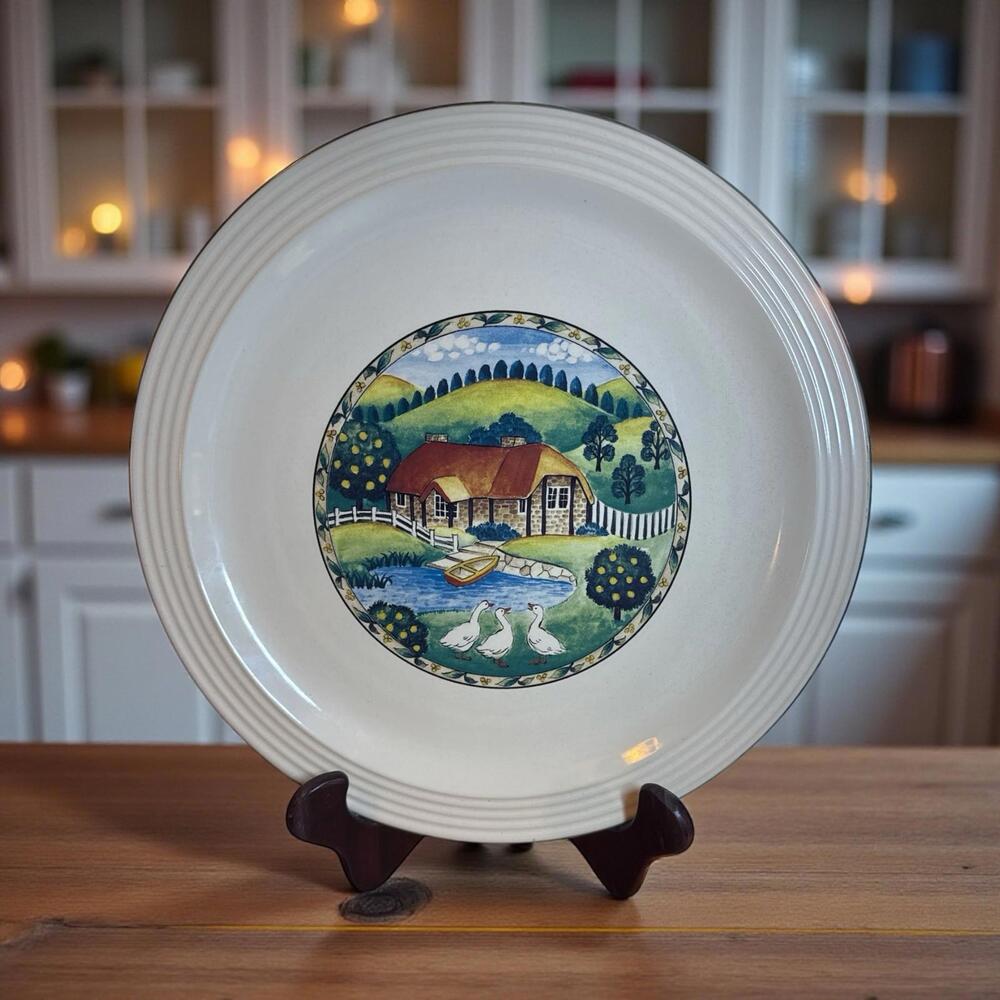 Studio Nova Ceramic Chopped Plate “Seasons Summer” Country Farm Geese 12.5"